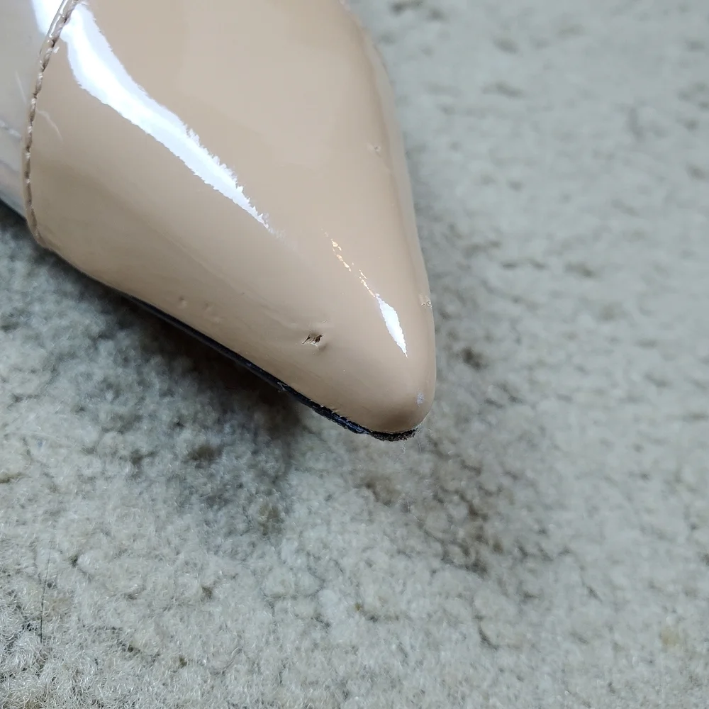 Schutz Eudora Pointed Toe Slingback Patent Leather & Vinyl Pump, 11, Cle…